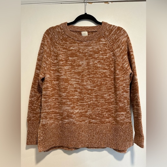 NWOT A New Day Medium Burnt Orange/ White Crew Neck Boxy Pullover Sweater. - Picture 1 of 10